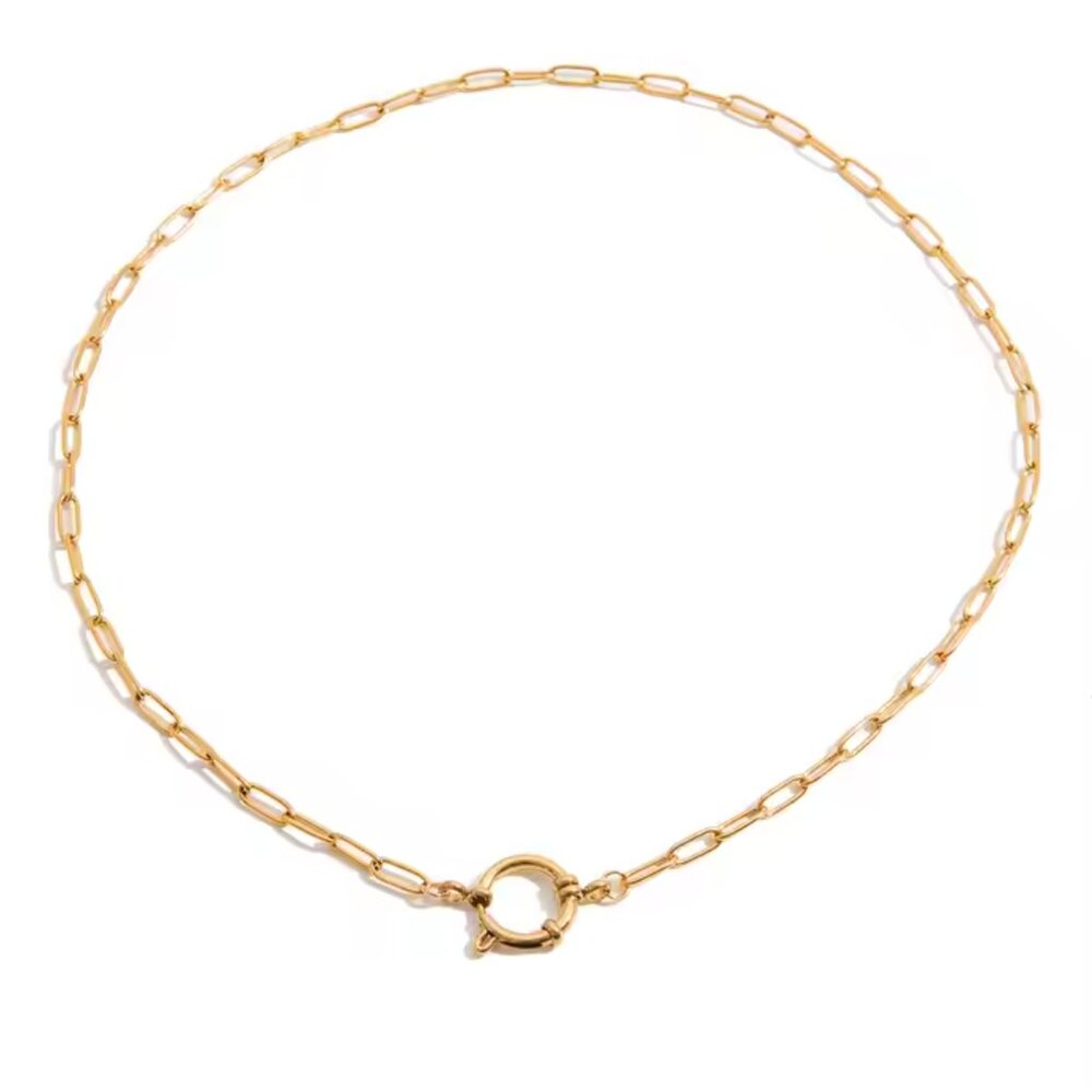 Paperclip Chain Necklace Gold Toggle Clasp Necklace Waterproof Charm Necklace - Picture 7 of 14